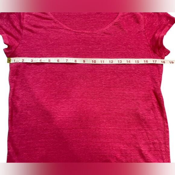 Halston Pink Crossover Back Linen Short Sleeve T-Shirt - Picture 2 of 6